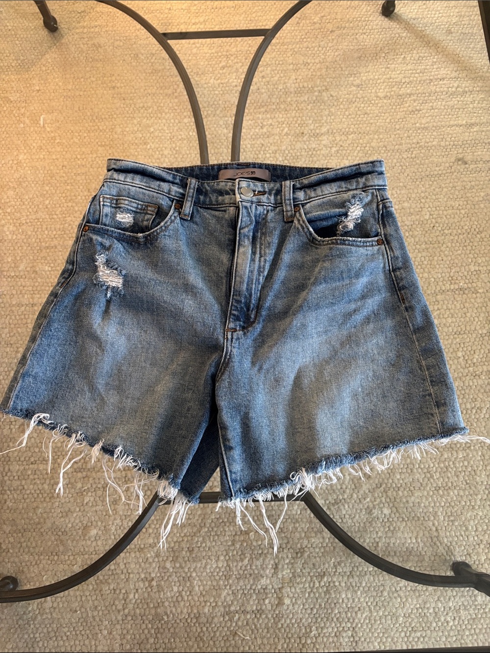 Joe's Jeans Distressed Blue Denim Shorts with Frayed Hem